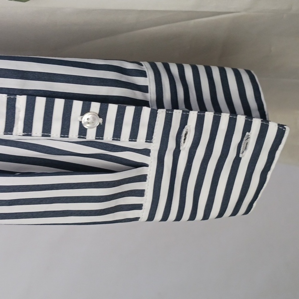 Veronica Beard Blue Striped/Gray Striped Blouse. - Picture 7 of 10